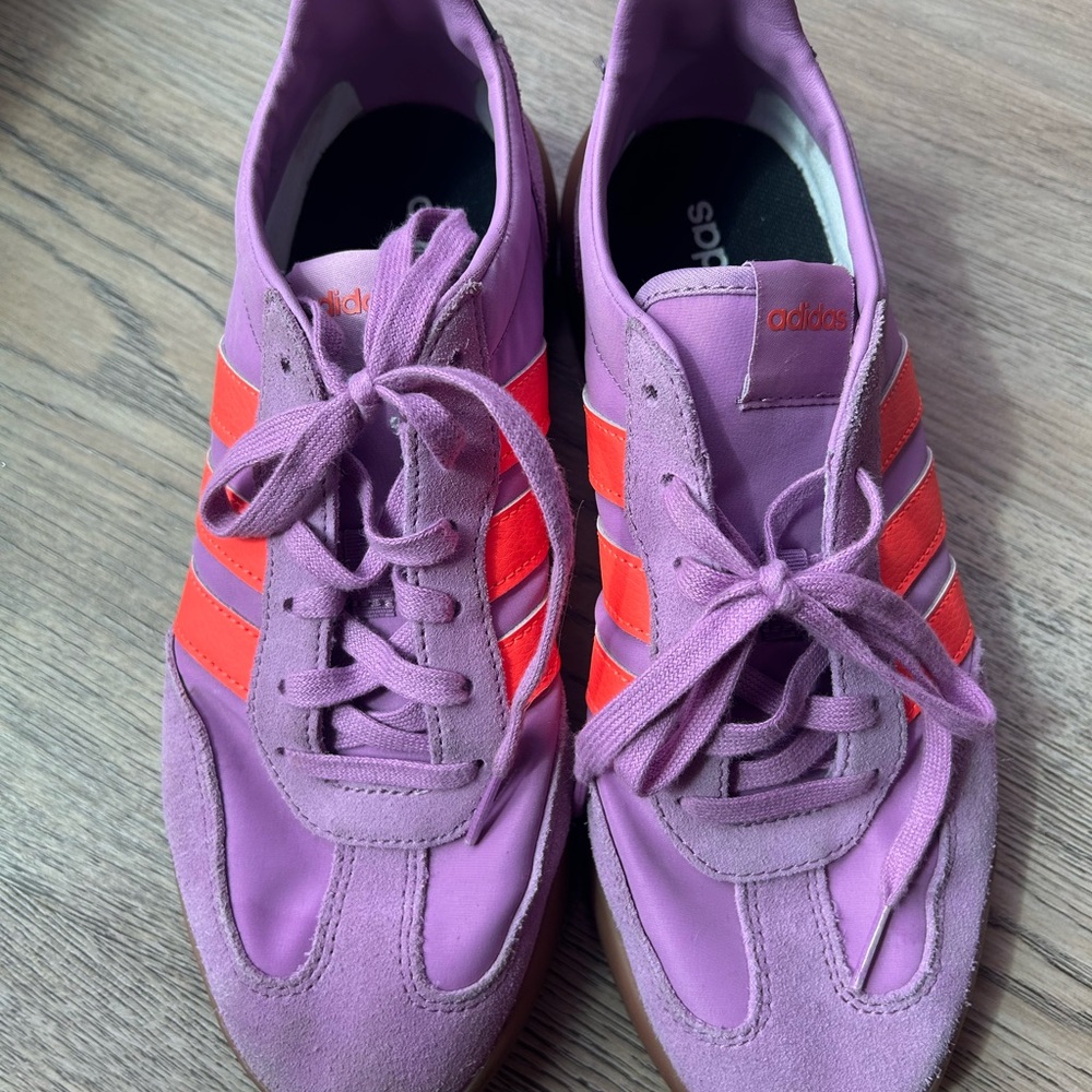 adidas Women’s Sambas Purple with Orange Stripes